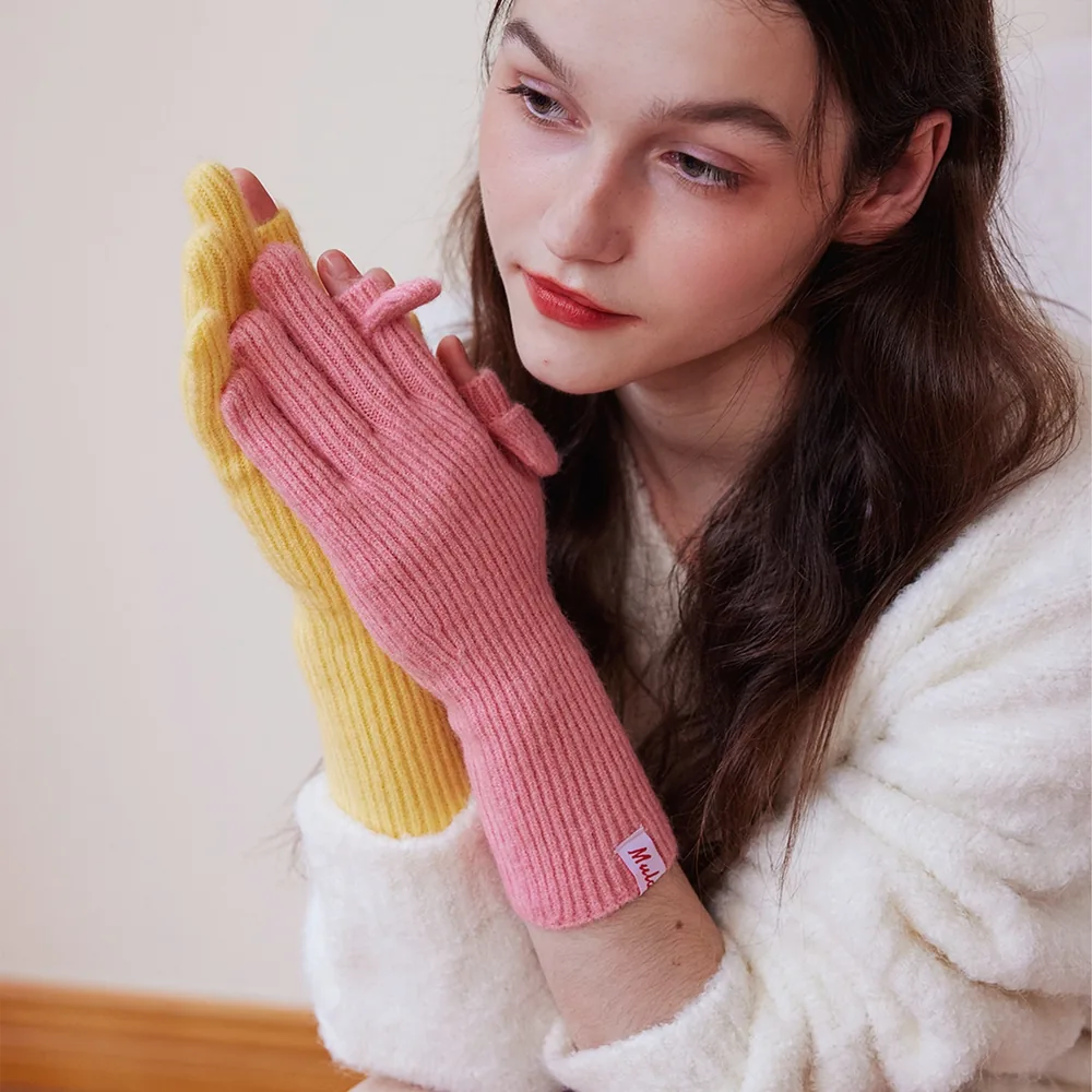 QL1023 Solid-Colour Convertible Gloves